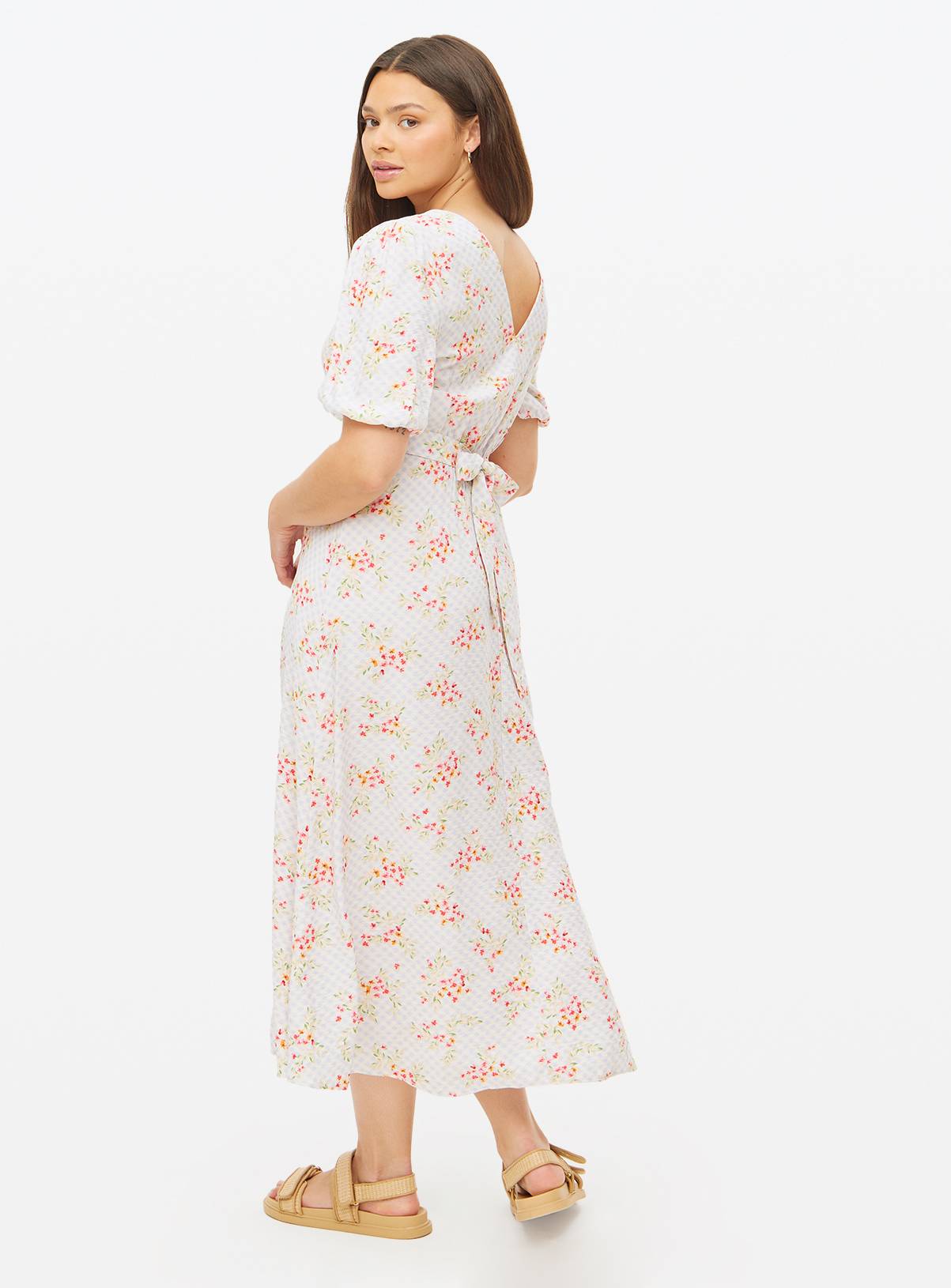 Floral Printed Gingham Tea Dress 14 - Image 4